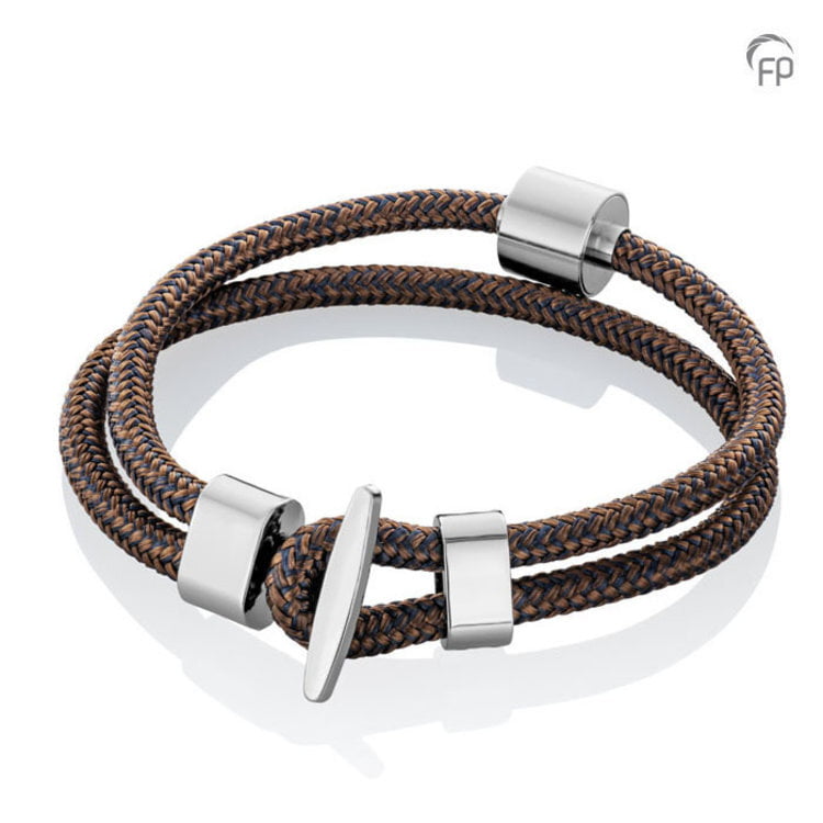 Tadblu Barrel bracelet Nautisch Koord Bruin-Navy