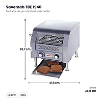 Tostador de pan de túnel serie buffet Savemah TBE 1940 – medidas