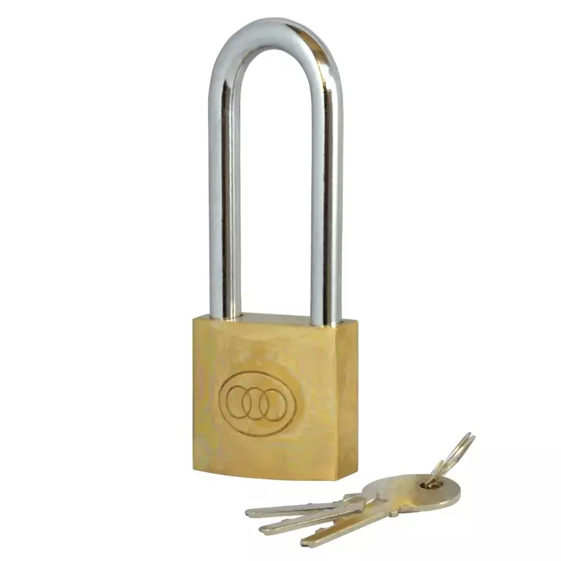 Tri Circle Long Shackle Brass Padlock 38mm