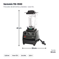 Triturador de alimentos y bebidas Sammic TB-1500 1.200 W – medidas