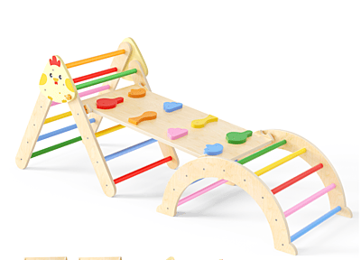 Многофункционален комплект за катерене 7в1 - Триъгълник на Пиклер, арка и рампа с дизайн Пиленце