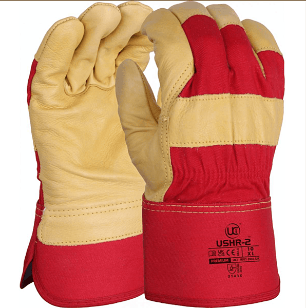 UCI Yellow Cow Hide Rigger Gloves