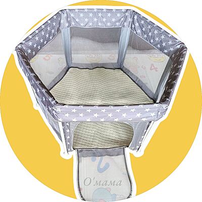 Сгъваема шестоъгълна кошара + килимче за игра Сгъваема шестоъгълна кошара + килимче за игра