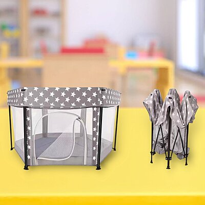 ДЕТСКИ КЪТ Сгъваема шестоъгълна кошара + килимче за игра ДЕТСКИ КЪТ Сгъваема шестоъгълна кошара + килимче за игра