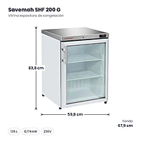 Vitrina expositora de congelación Savemah SHF 200 G – medidas