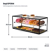 Vitrina expositora neutra Sayl EP36M de cristal recto con estante, 92 cm – medidas