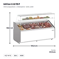 Vitrina expositora refrigerada 159 cm cristal plano Infrico VJU 15 P – medidas