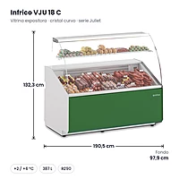 Vitrina expositora refrigerada 190 cm cristal curvo Infrico VJU 18 C – medidas