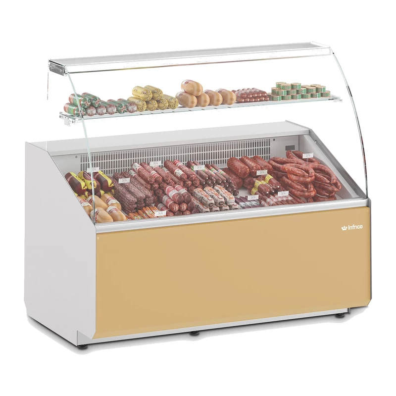 Vitrina expositora refrigerada 253 cm cristal curvo Infrico VJU 25 C
