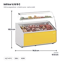 Vitrina expositora refrigerada 97 cm cristal curvo Infrico VJU 9 C – medidas