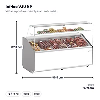 Vitrina expositora refrigerada 97 cm cristal plano Infrico VJU 9 P – medidas