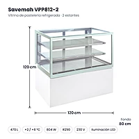Vitrina pastelería refrigerada 2 estantes Savemah VPP812-2