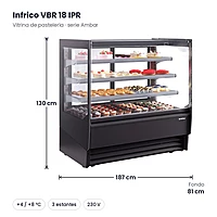 Vitrina pastelería refrigerada 188 cm Ambar inox Infrico VBR 18 IPR – medidas