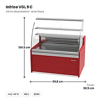 Vitrina pastelería refrigerada con reserva 100 cm Glace Infrico VGL 9 C – medidas