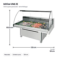 Vitrina refrigerada para pescado 133 cm Málaga Infrico VML 12 – medidas