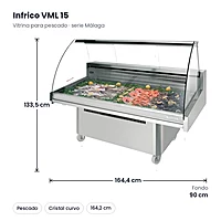 Vitrina refrigerada para pescado 164 cm Málaga Infrico VML 15 – medidas