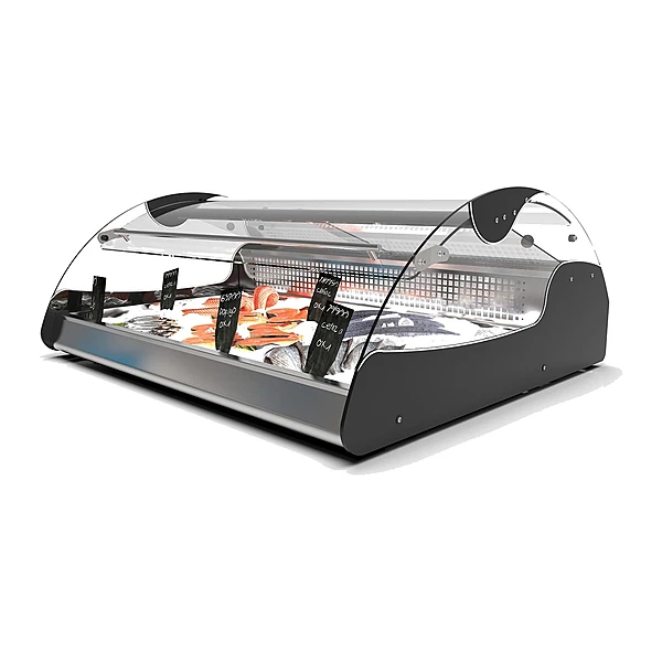 Vitrina refrigerada para pescado Sayl XL VX2-N 2 GN 1/1 negra en acero AISI 316
