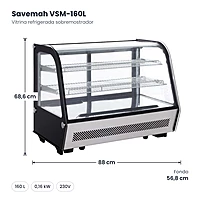 Vitrina refrigerada sobremostrador Savemah VSM-160L – medidas