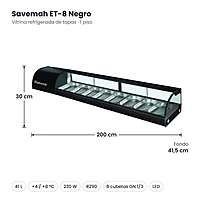 Medidas Savemah ET-8 Negro: 200 x 41,5 x 30 cm