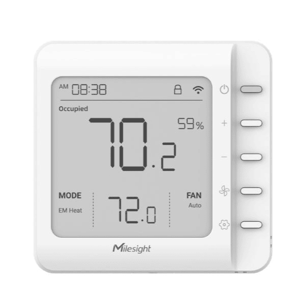 Milesight WT211 Smart Thermostat front view. Milesight WT211 Smart Thermostat front view.