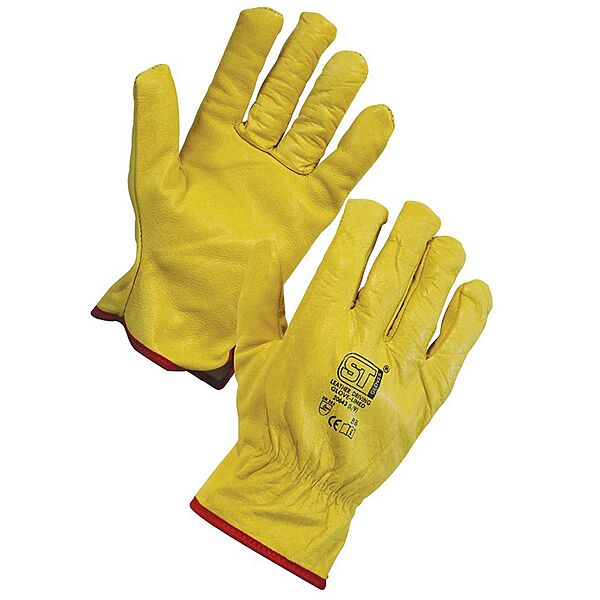 Yellow Leather Drivers Gloves Size 10 XL