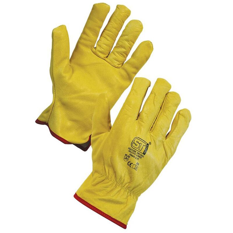 Yellow Leather Drivers Gloves Size 10 XL